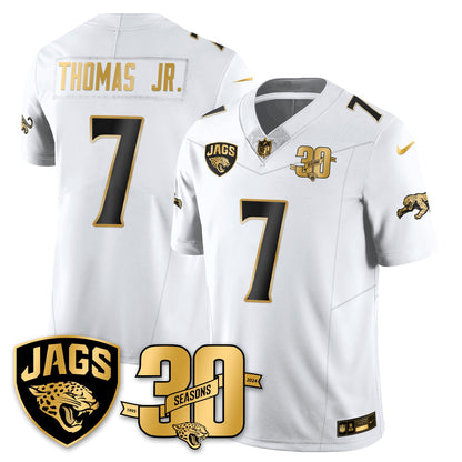 JAX 30th Season Patch Throwback Gold Vapor Limited Jersey - All Stitched