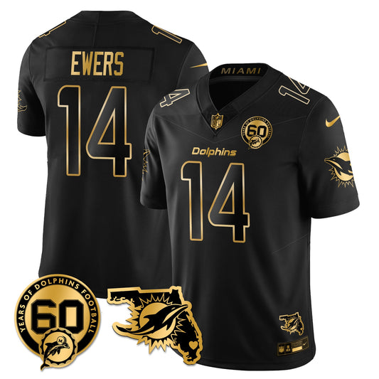 MIA 60th Season Vapor Limited Gold Jersey - Stitched