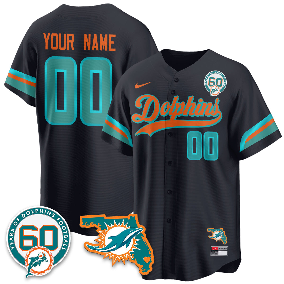 Custom MIA 60th Season Vapor Limited Baseball Jersey - All Stitched