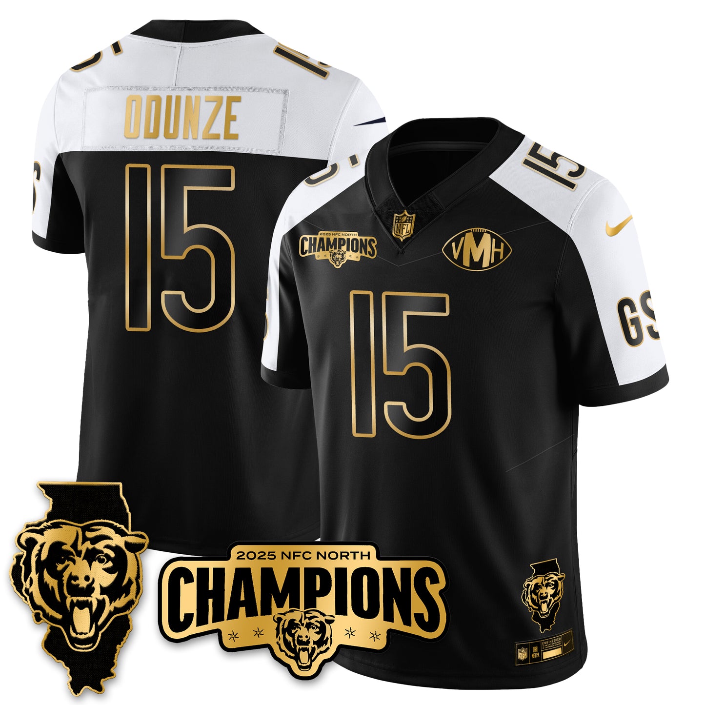 CHI NFC North Division Champions Vapor Limited Gold Jersey - All Stitched