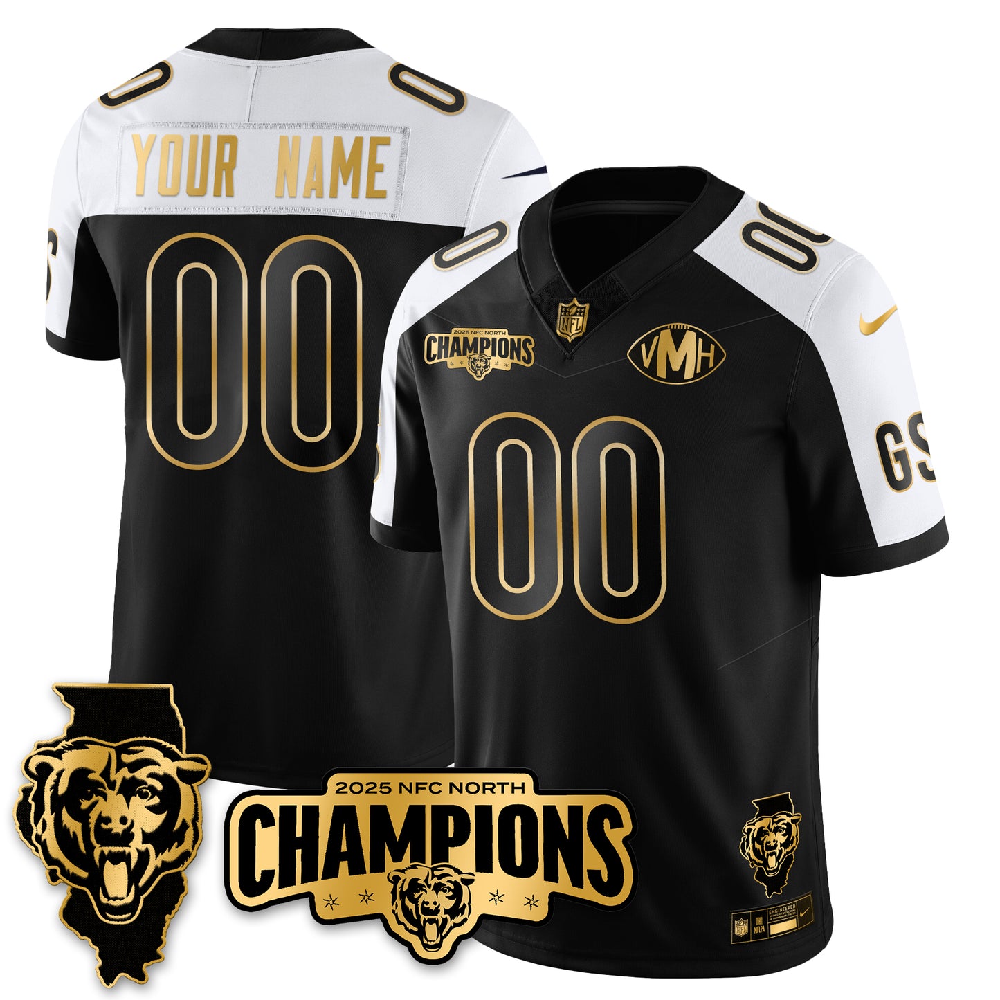 CHI NFC North Division Champions Vapor Limited Gold Jersey - All Stitched