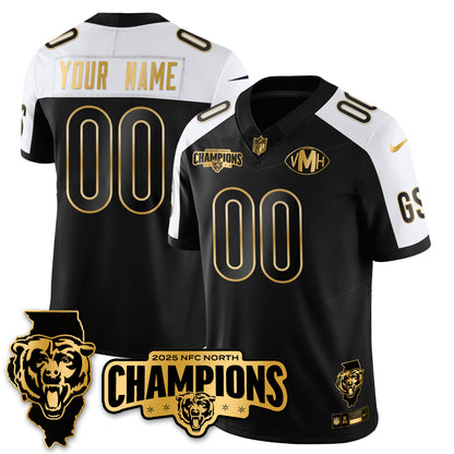 CHI NFC North Division Champions Vapor Limited Gold Custom Jersey - All Stitched