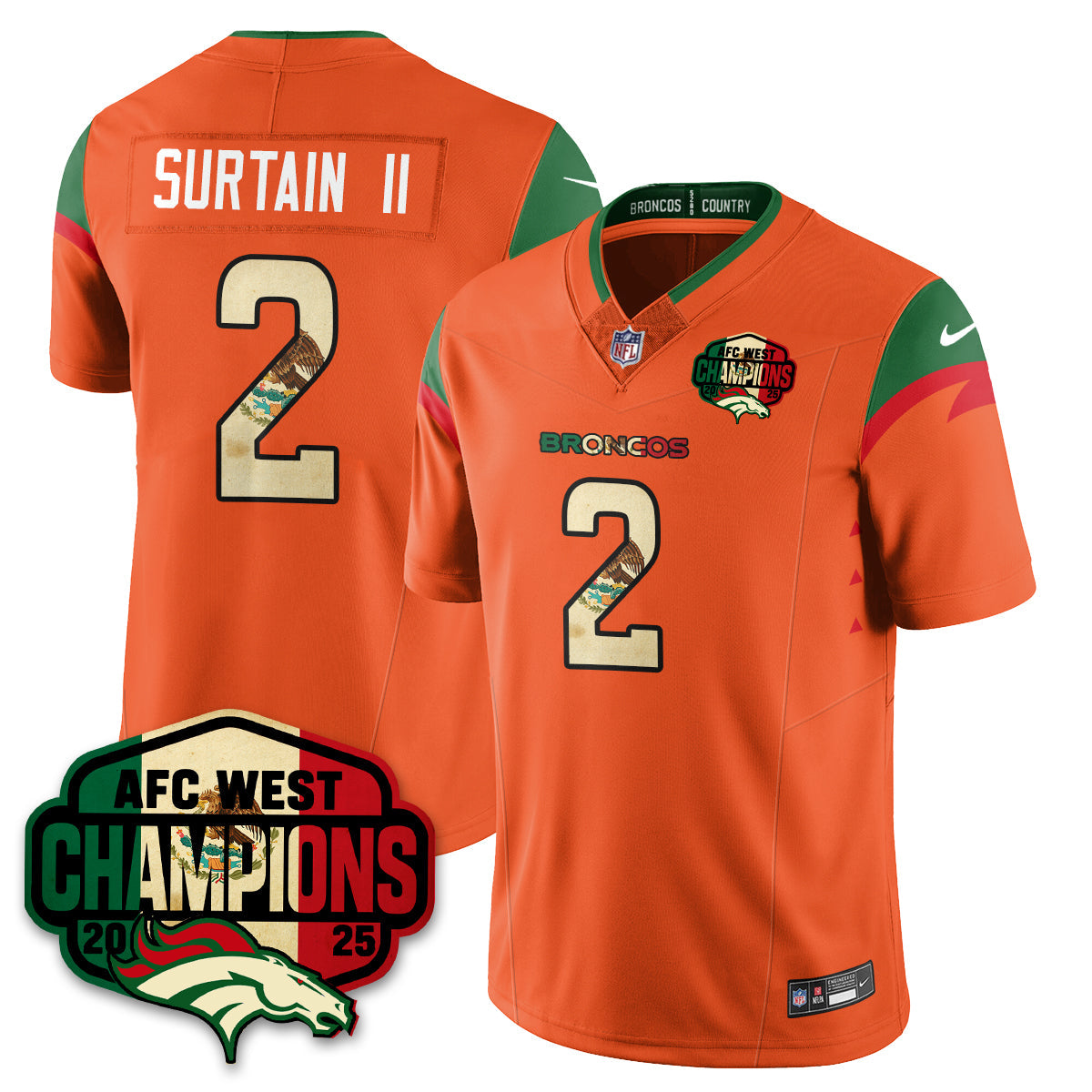 DEN Mexico AFC West Division Champions Vapor Limited Jersey - All Stitched