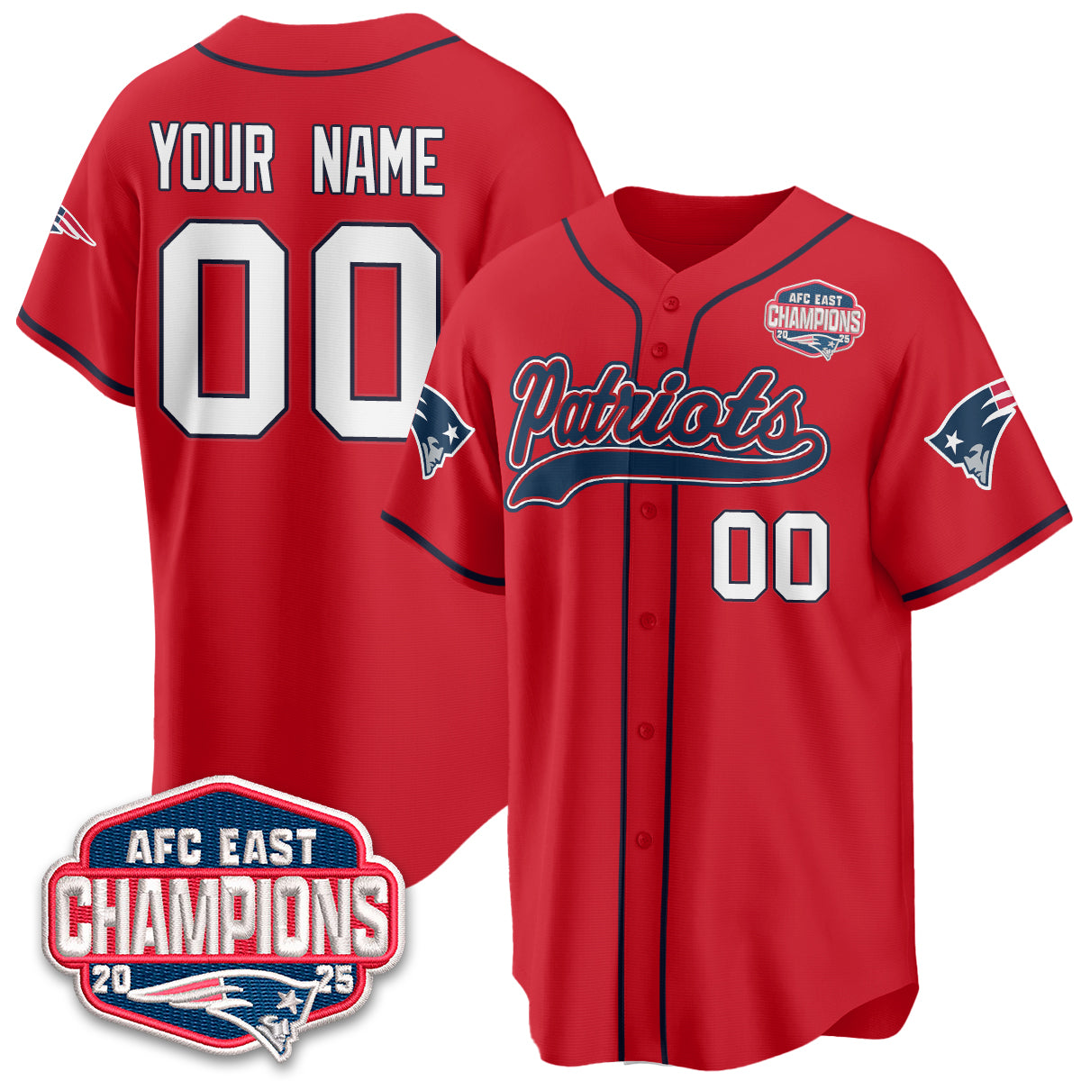 NE AFC East Division Champions Vapor Limited Baseball Custom Jersey - All Stitched