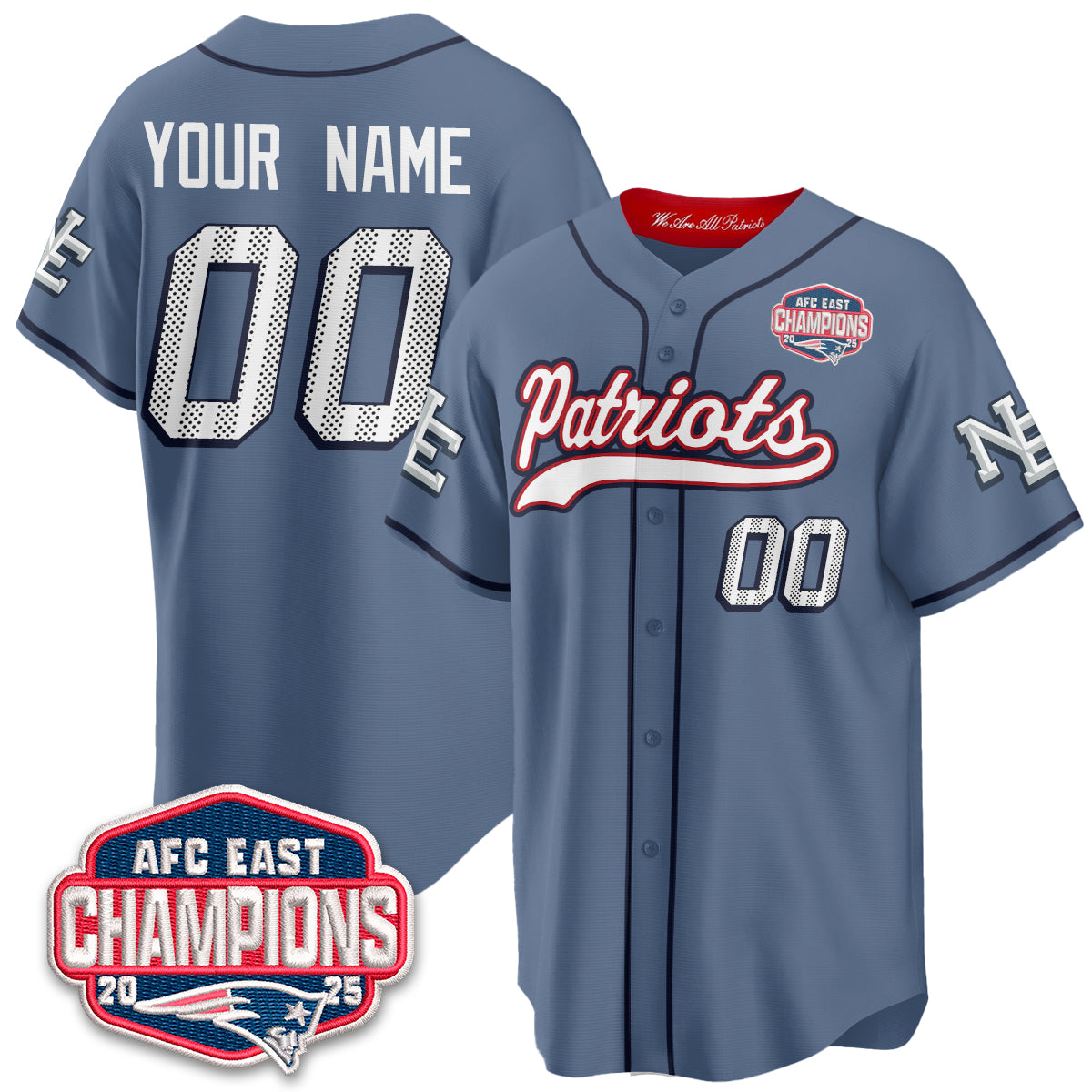 NE AFC East Division Champions Vapor Limited Baseball Custom Jersey - All Stitched