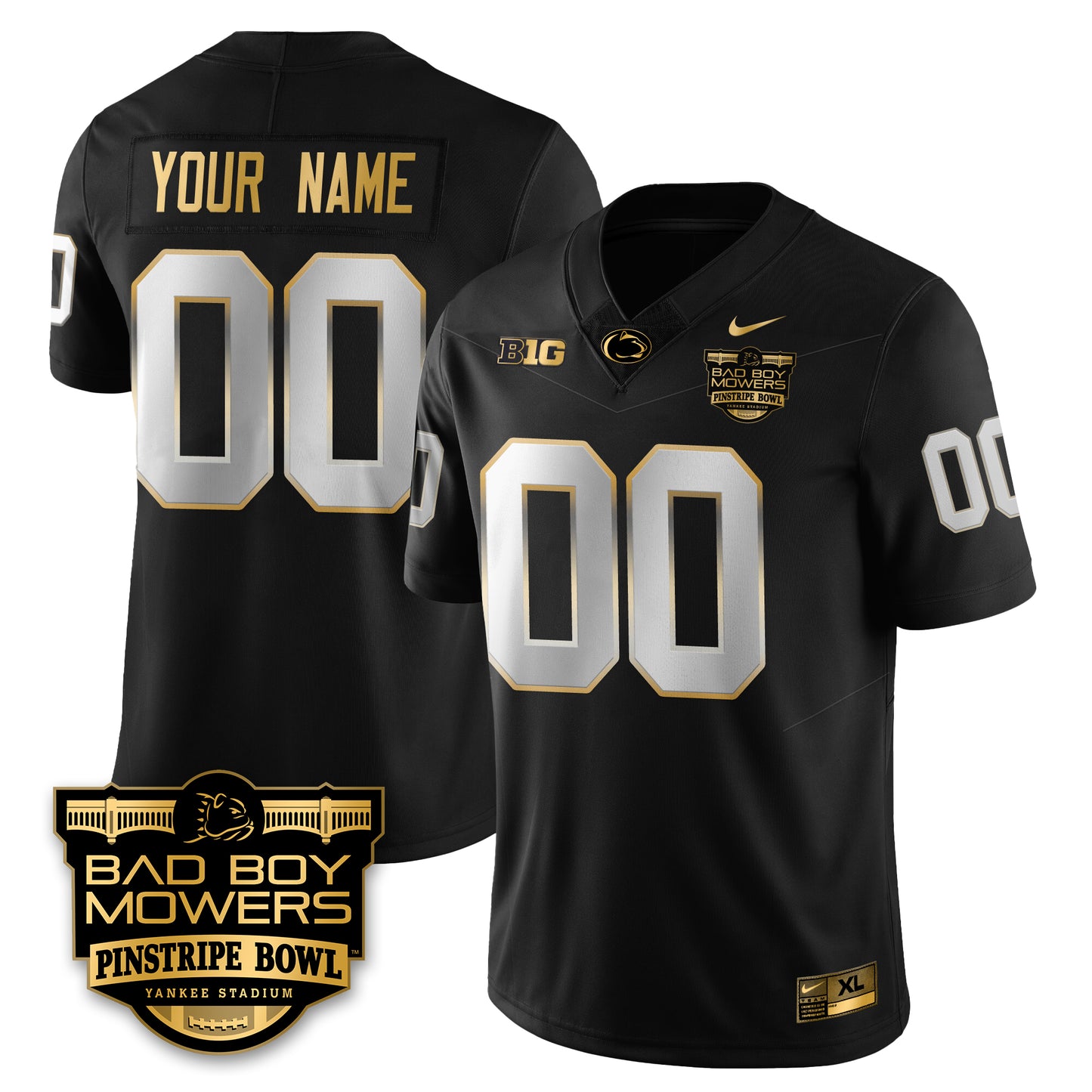 PSU Football Pinstripe Bowl Gold Jersey - All Stitched