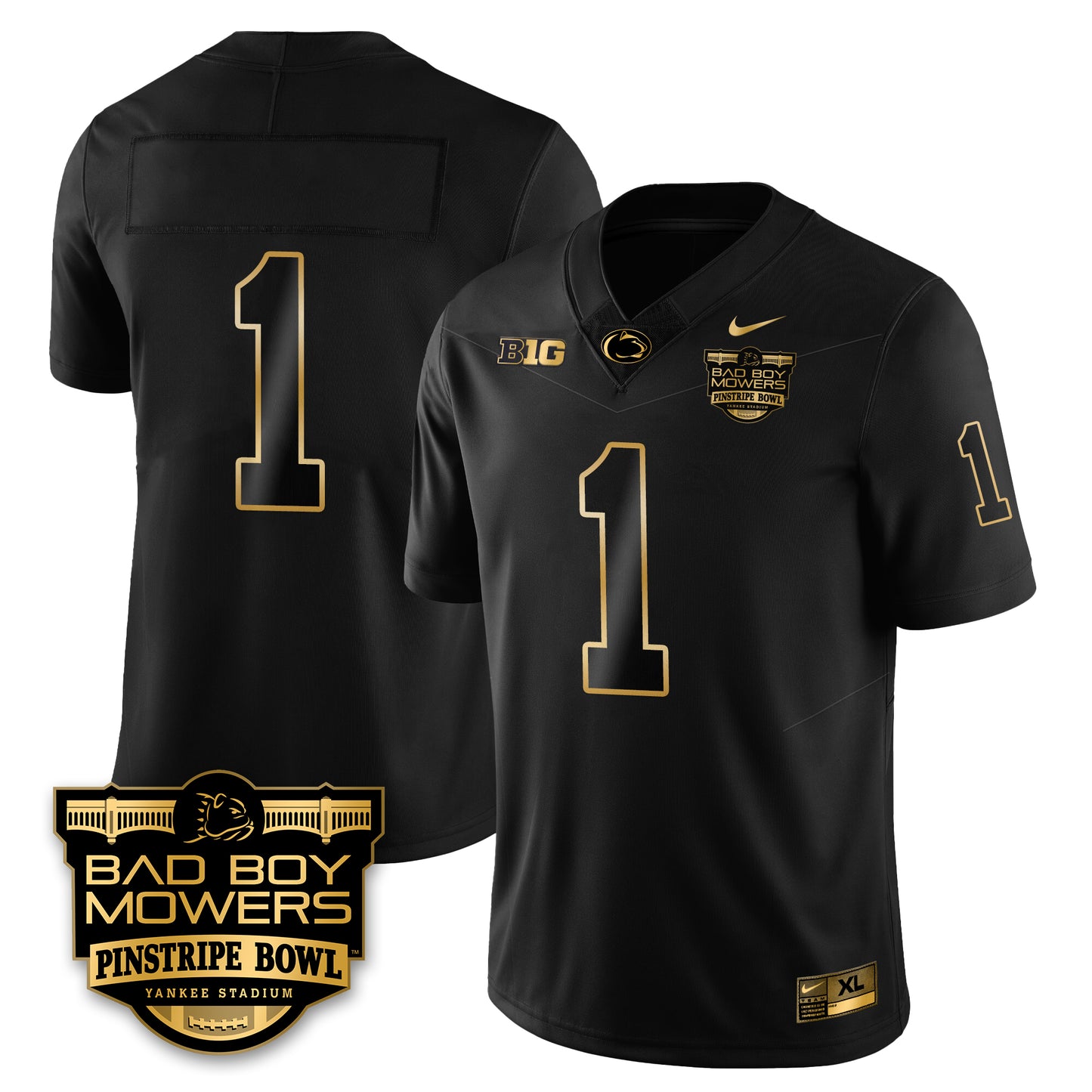 PSU Football Pinstripe Bowl Gold Jersey - All Stitched