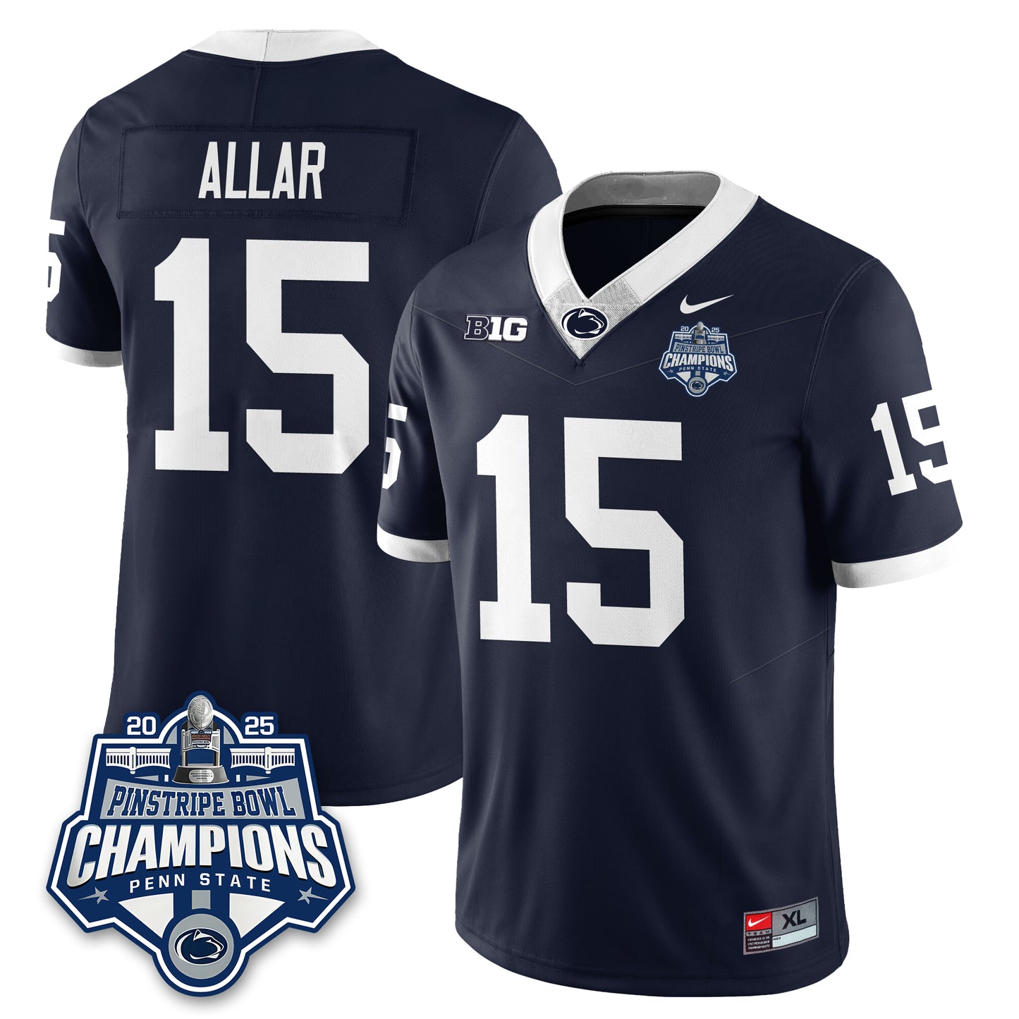 PSU Football 2025 Pinstripe Bowl Champions Jersey - All Stitched