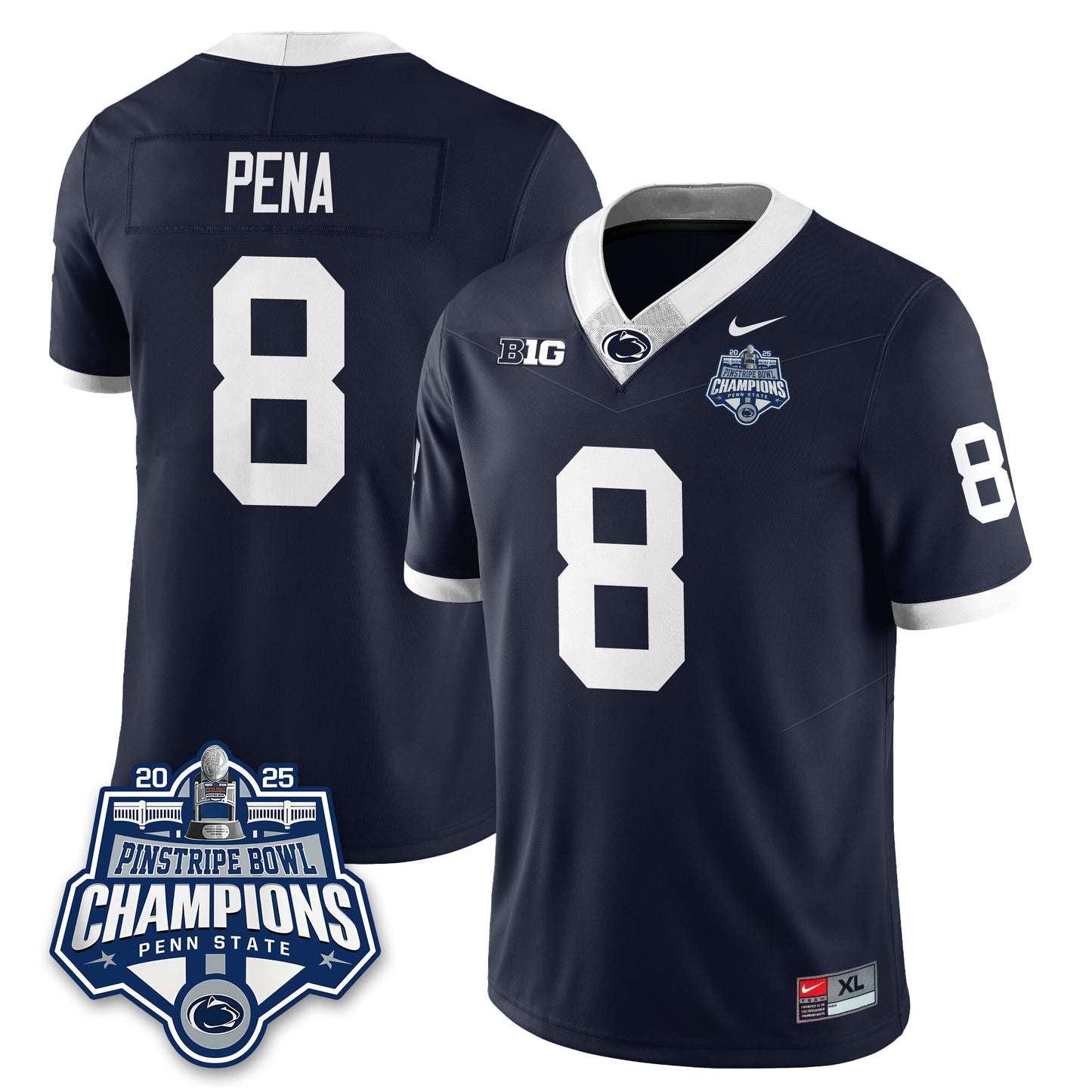 PSU Football 2025 Pinstripe Bowl Champions Jersey - All Stitched