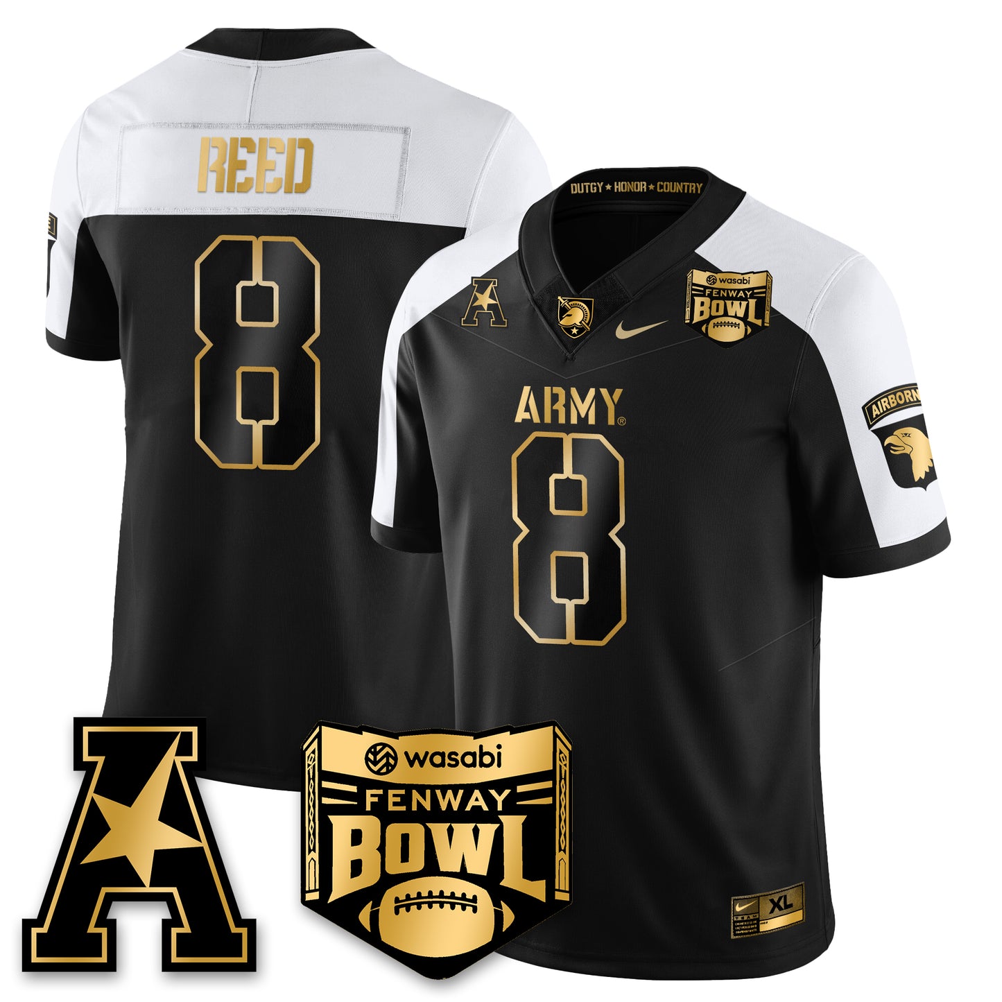 Army Black Knights Football 2025 Fenway Bowl Gold Jersey - All Stitched