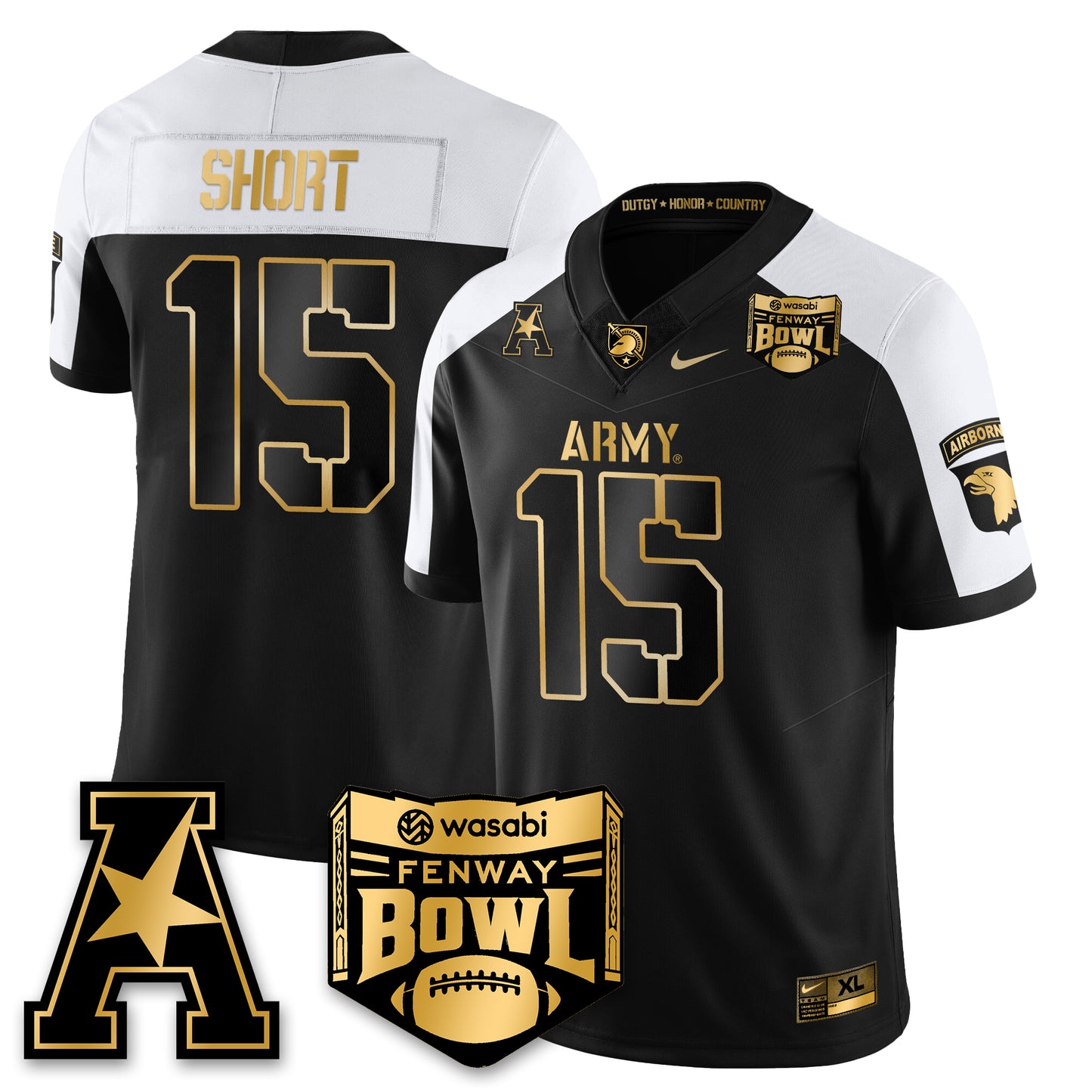 Army Black Knights Football 2025 Fenway Bowl Gold Jersey - All Stitched