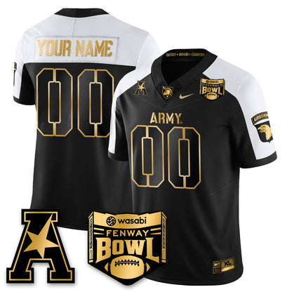 Army Black Knights Football 2025 Fenway Bowl Gold Custom Jersey - All Stitched