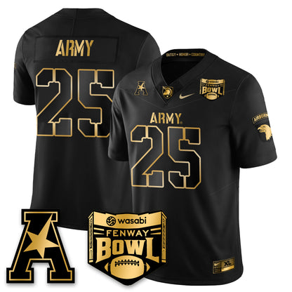Army Black Knights Football 2025 Fenway Bowl Gold Jersey - All Stitched
