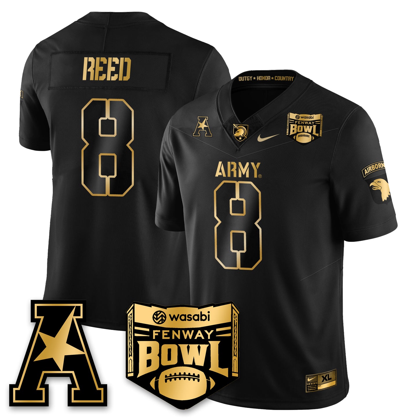 Army Black Knights Football 2025 Fenway Bowl Gold Jersey - All Stitched