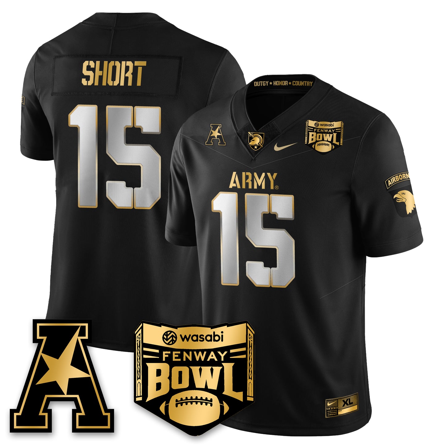 Army Black Knights Football 2025 Fenway Bowl Gold Jersey - All Stitched