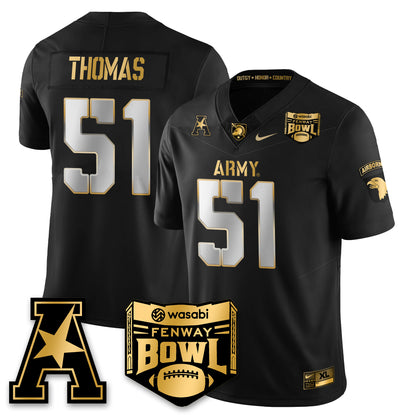 Army Black Knights Football 2025 Fenway Bowl Gold Jersey - All Stitched