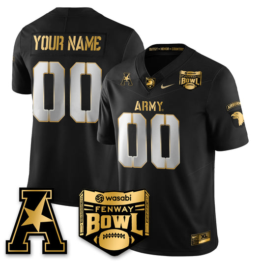 Army Black Knights Football 2025 Fenway Bowl Gold Custom Jersey - All Stitched