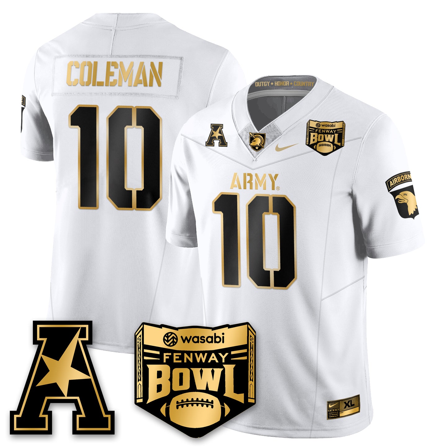 Army Black Knights Football 2025 Fenway Bowl Gold Jersey - All Stitched