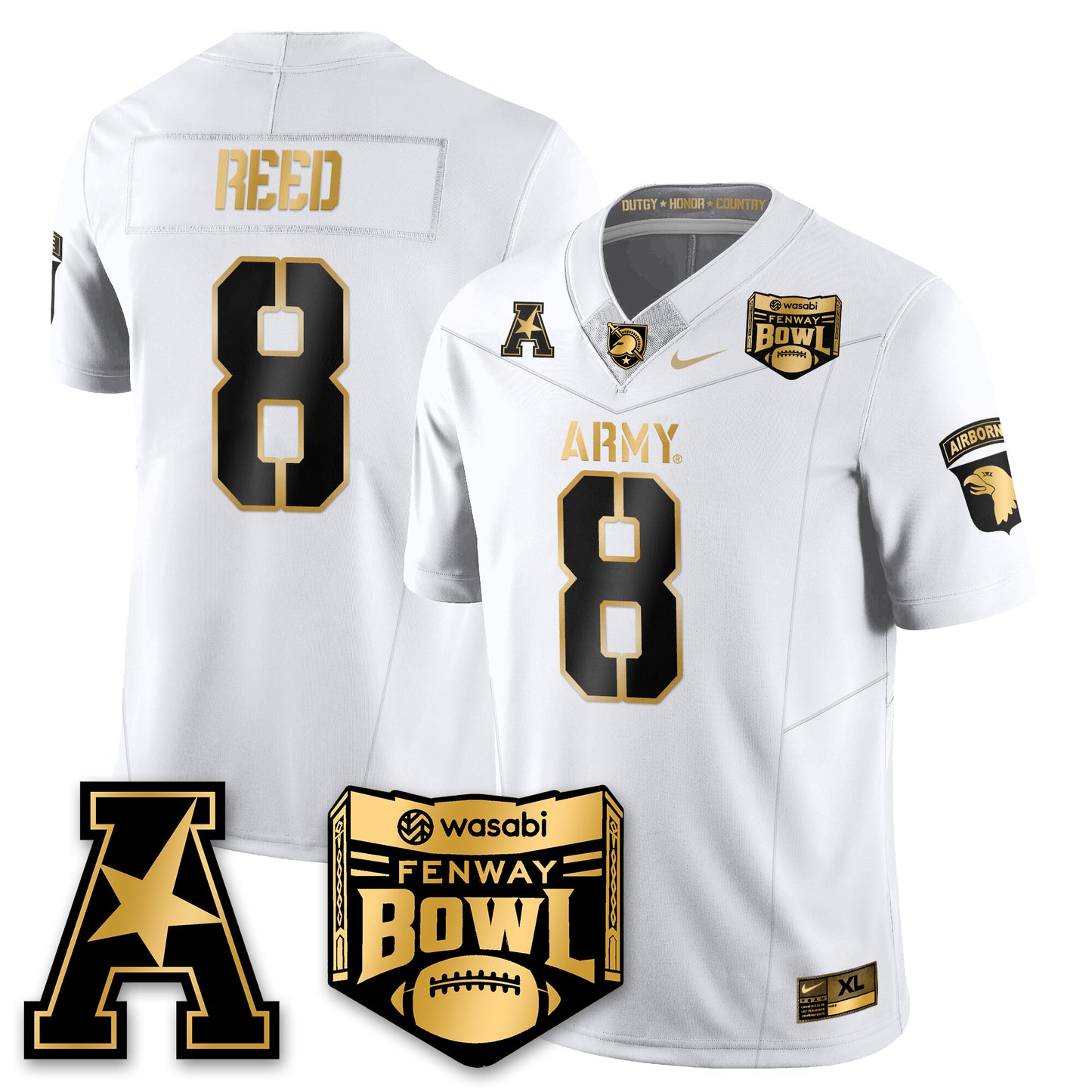 Army Black Knights Football 2025 Fenway Bowl Gold Jersey - All Stitched