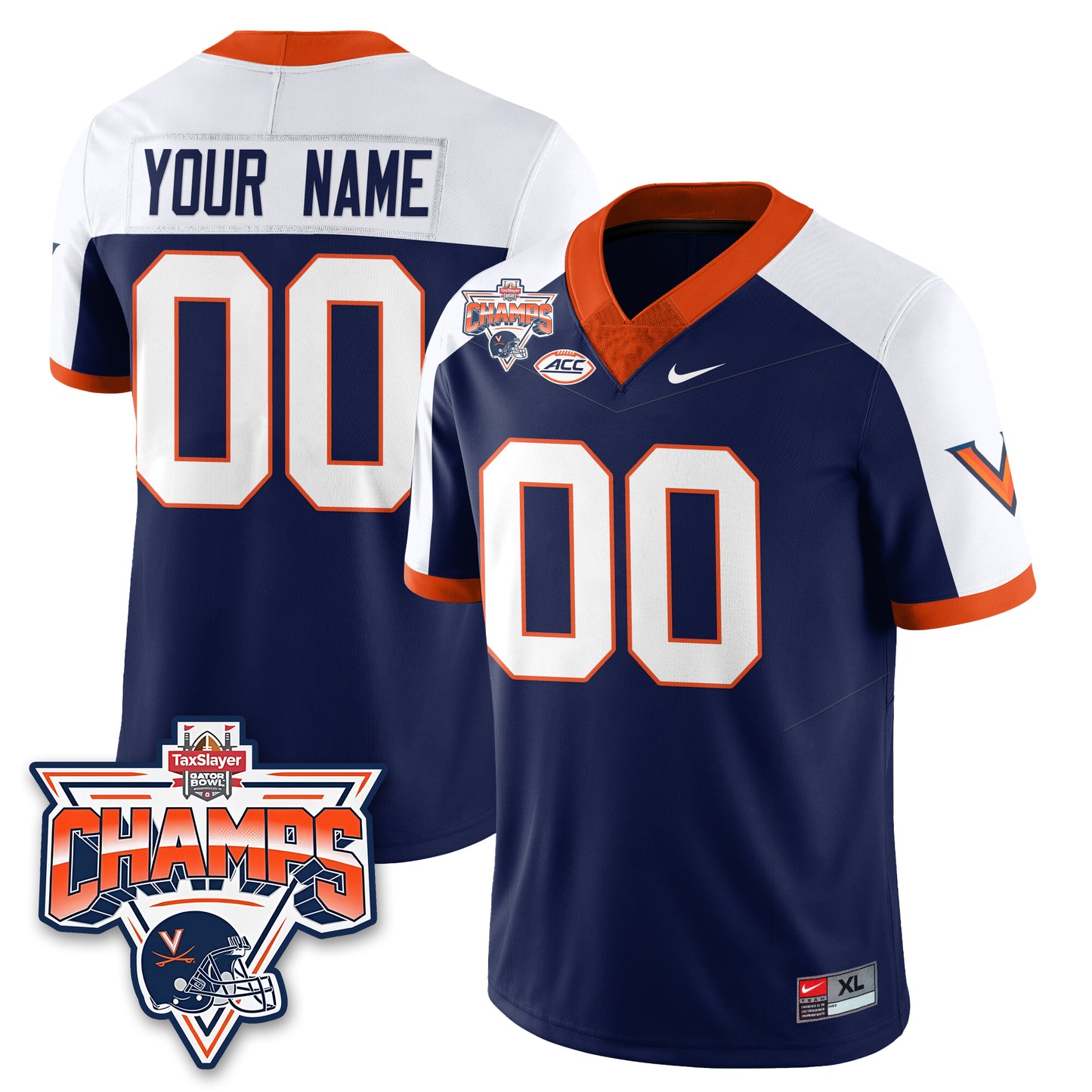 Virginia Cavaliers Football 2025 TaxSlayer Gator Bowl Champions Jersey - All Stitched
