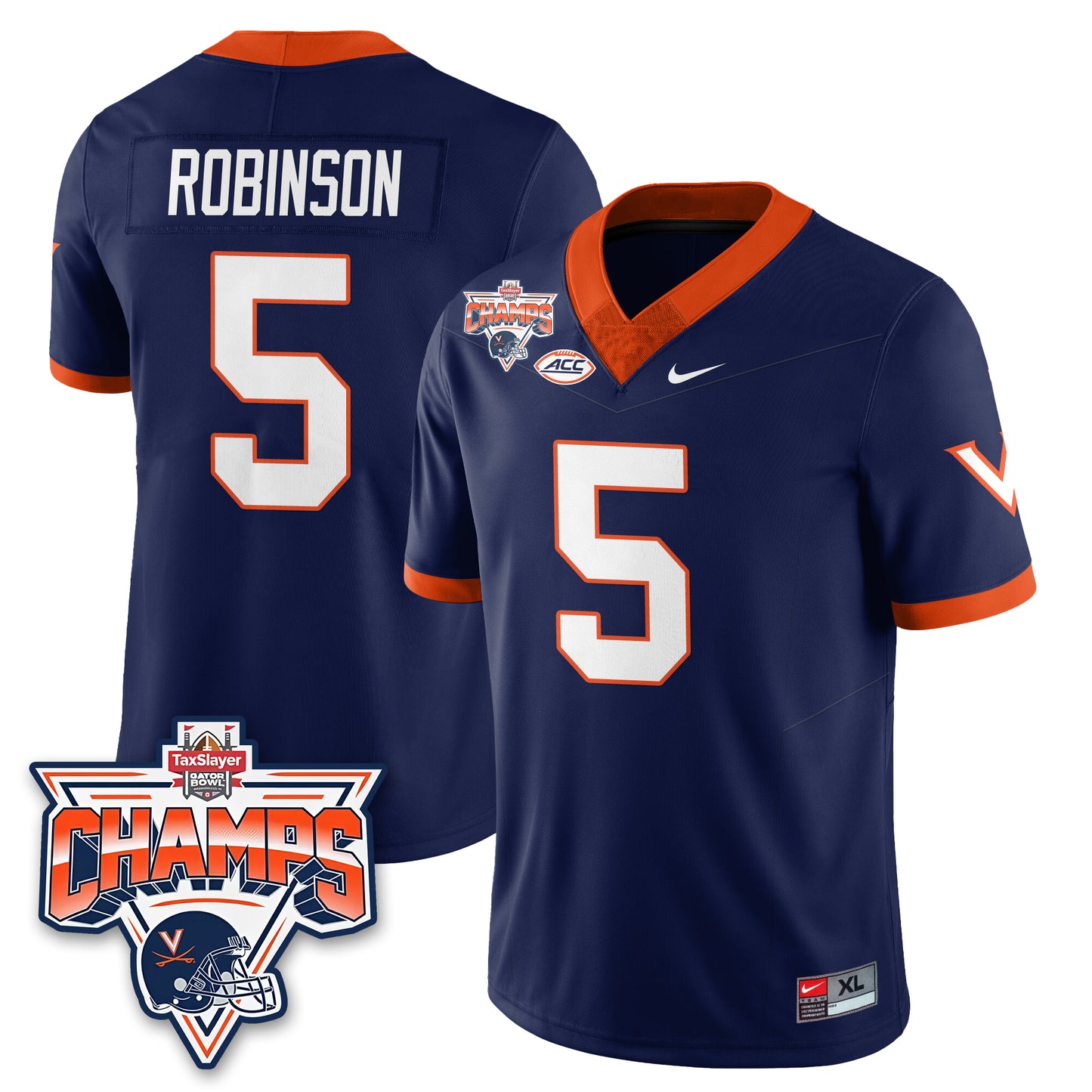 Virginia Cavaliers Football 2025 TaxSlayer Gator Bowl Champions Jersey - All Stitched