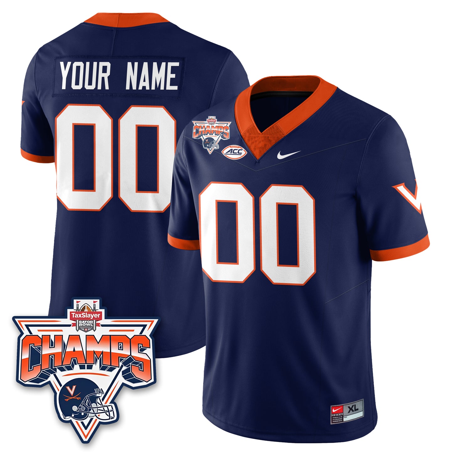 Virginia Cavaliers Football 2025 TaxSlayer Gator Bowl Champions Jersey - All Stitched