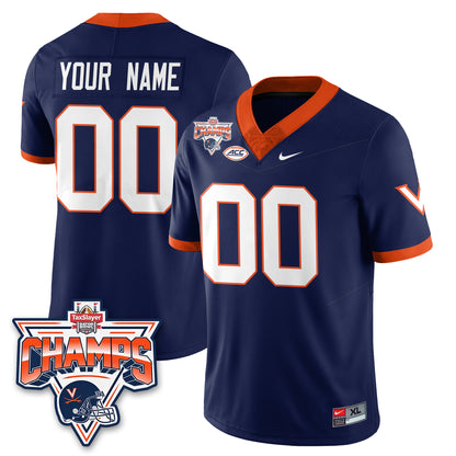 Virginia Cavaliers Football 2025 TaxSlayer Gator Bowl Champions Custom Jersey - All Stitched