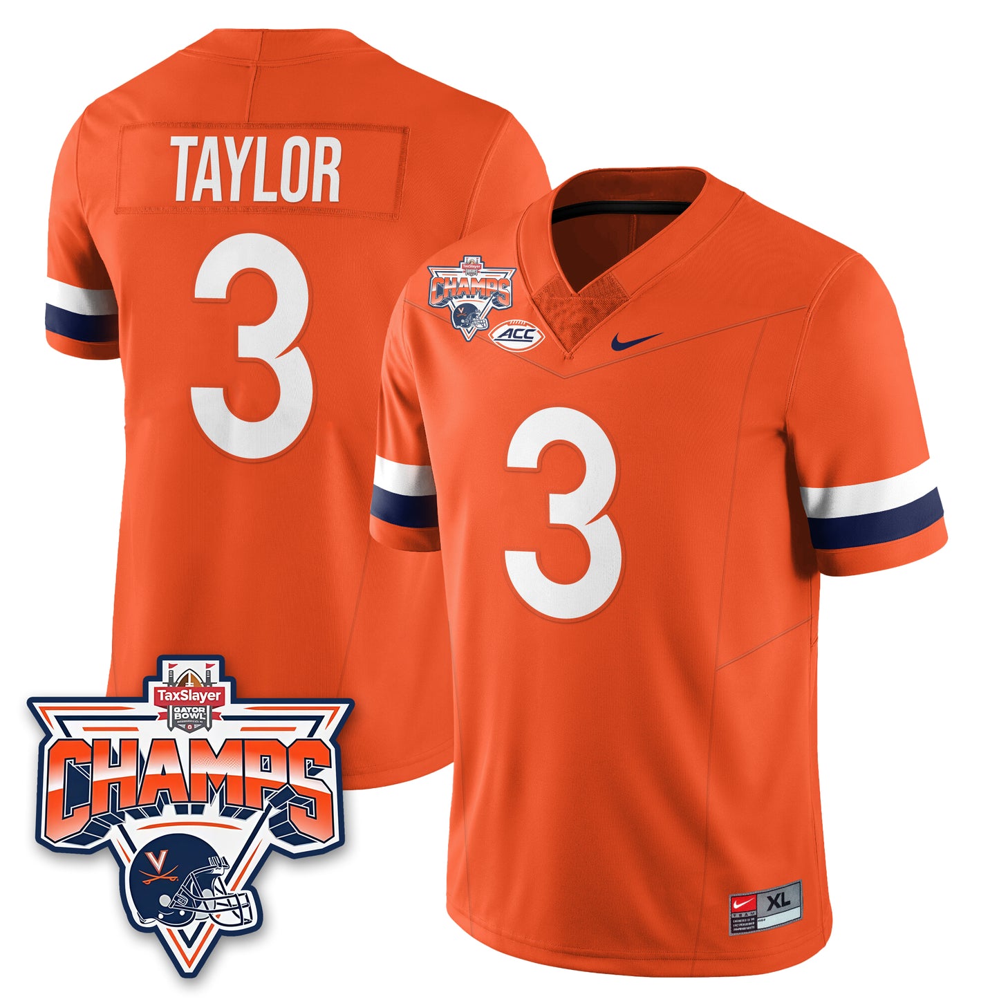 Virginia Cavaliers Football 2025 TaxSlayer Gator Bowl Champions Jersey - All Stitched