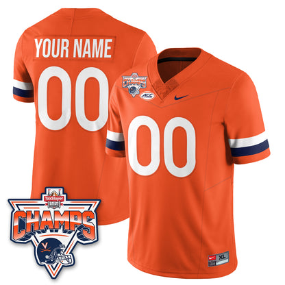 Virginia Cavaliers Football 2025 TaxSlayer Gator Bowl Champions Custom Jersey - All Stitched