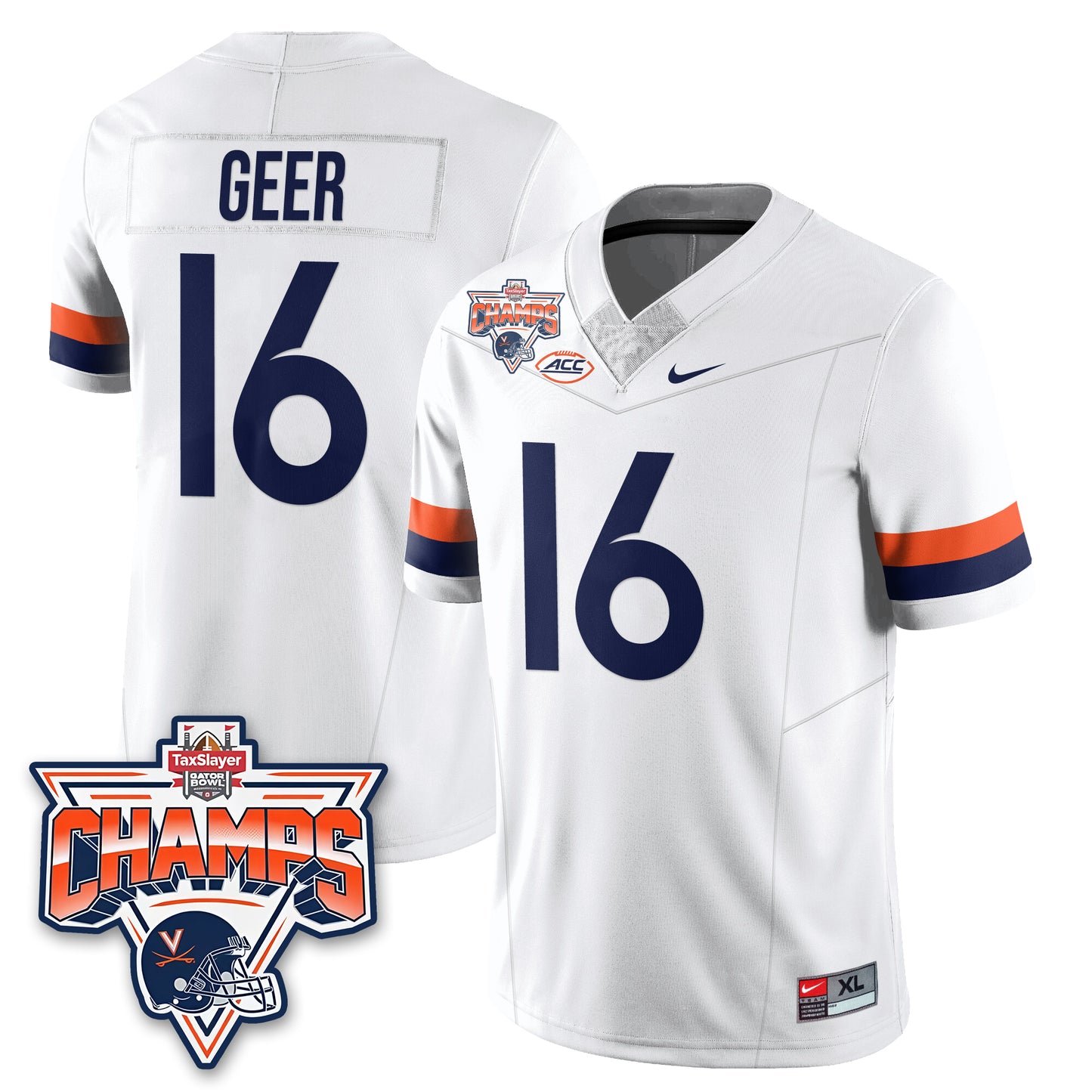 Virginia Cavaliers Football 2025 TaxSlayer Gator Bowl Champions Jersey - All Stitched