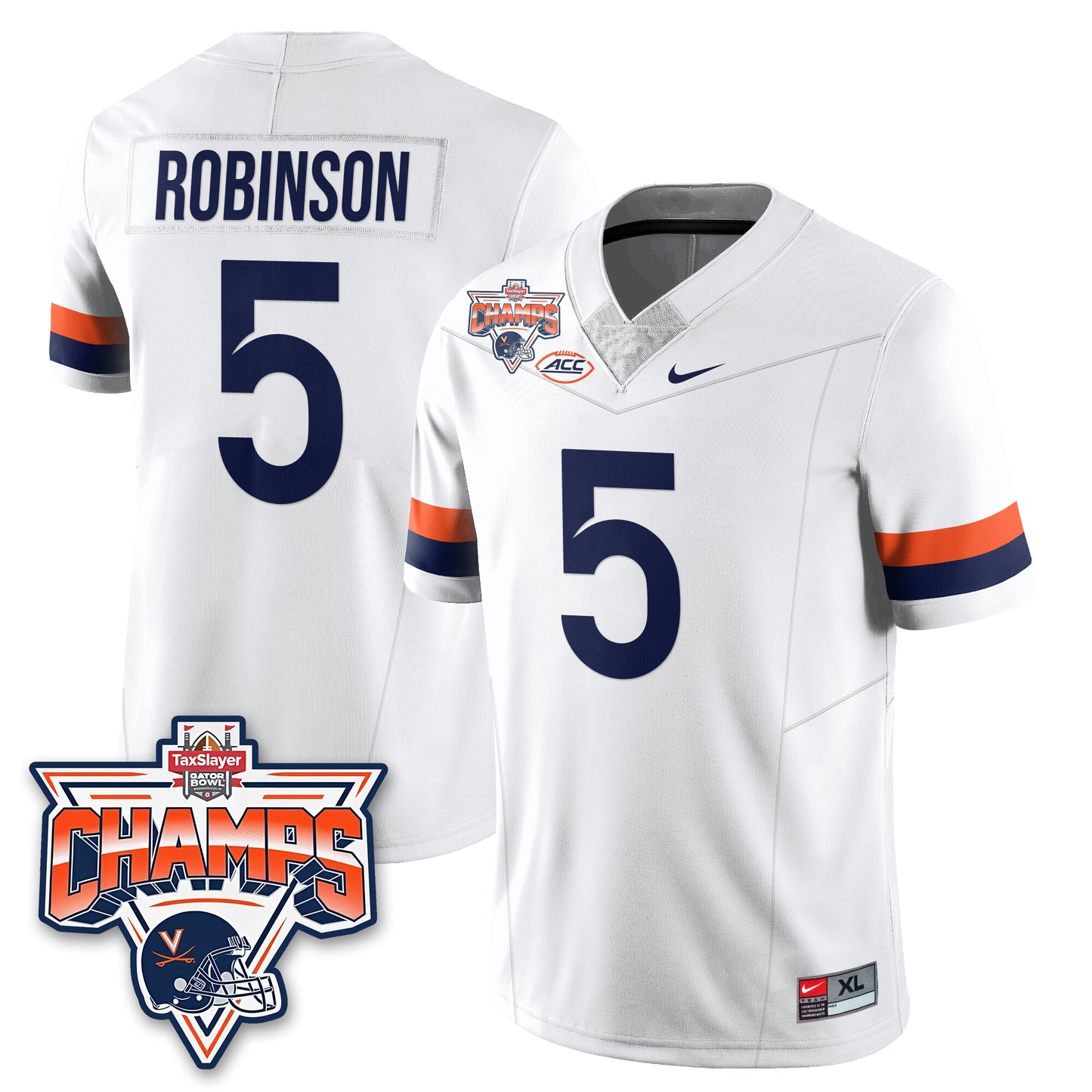 Virginia Cavaliers Football 2025 TaxSlayer Gator Bowl Champions Jersey - All Stitched