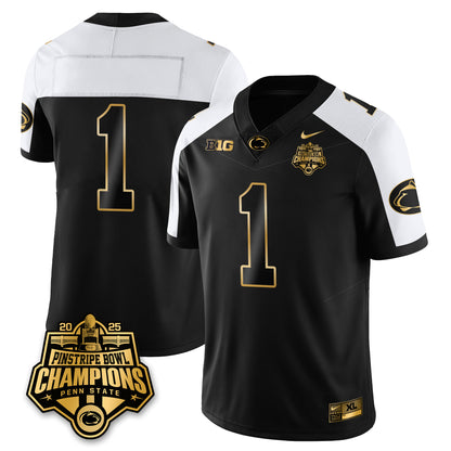 PSU Football 2025 Pinstripe Bowl Champions Gold Jersey - All Stitched