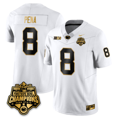 PSU Football 2025 Pinstripe Bowl Champions Gold Jersey - All Stitched
