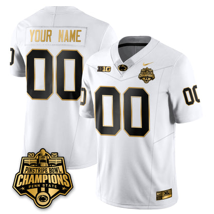 PSU Football 2025 Pinstripe Bowl Champions Gold Custom Jersey - All Stitched