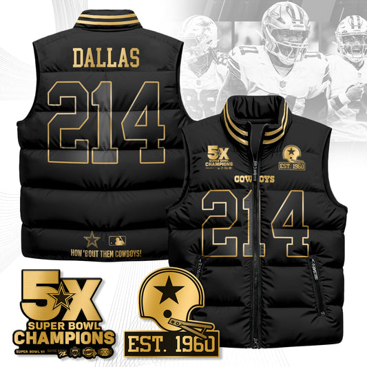 DAL 5-Time Champions Gold Unisex Puffer Vest