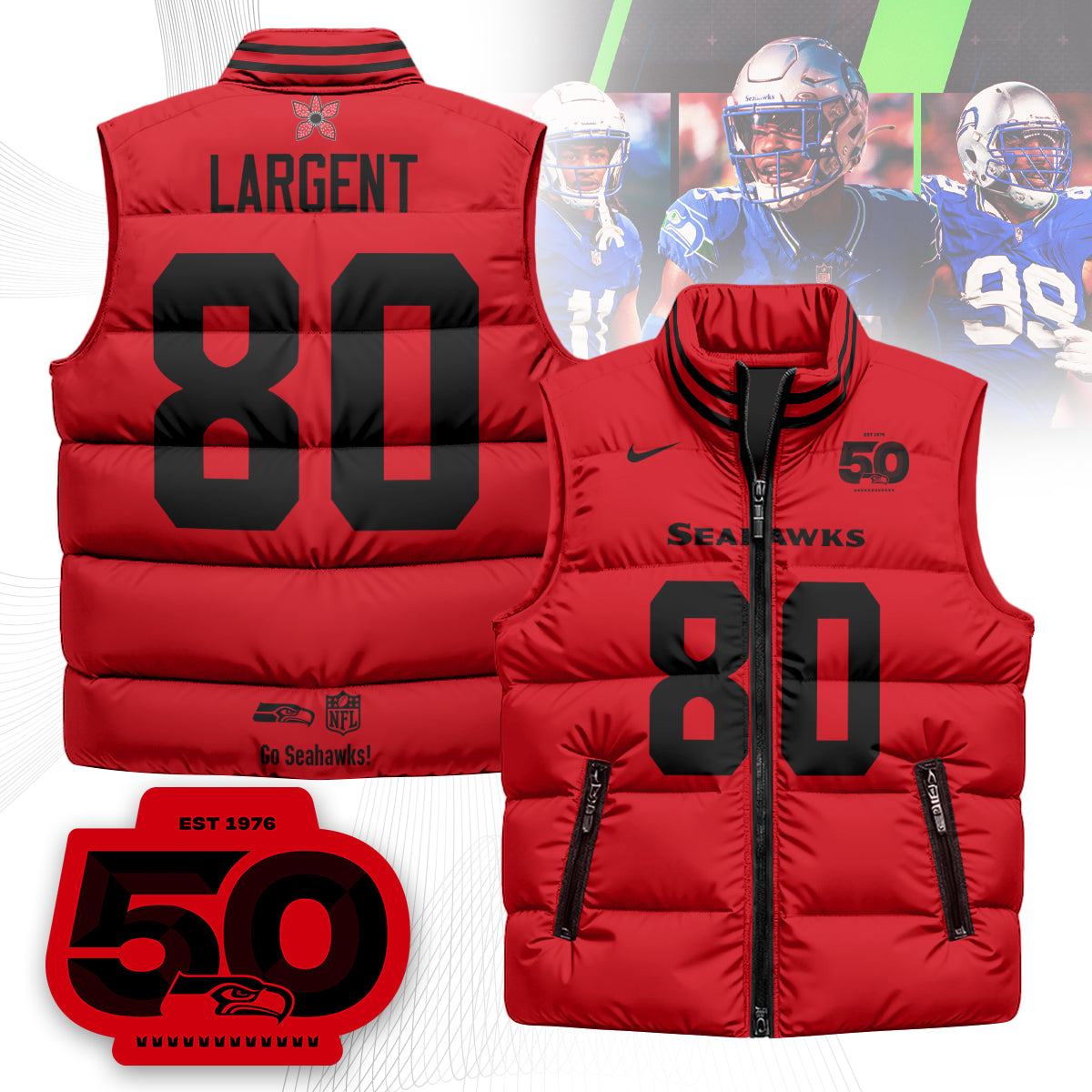 Seattle Seahawks 'Stranger Things Edition' Unisex Puffer Vest