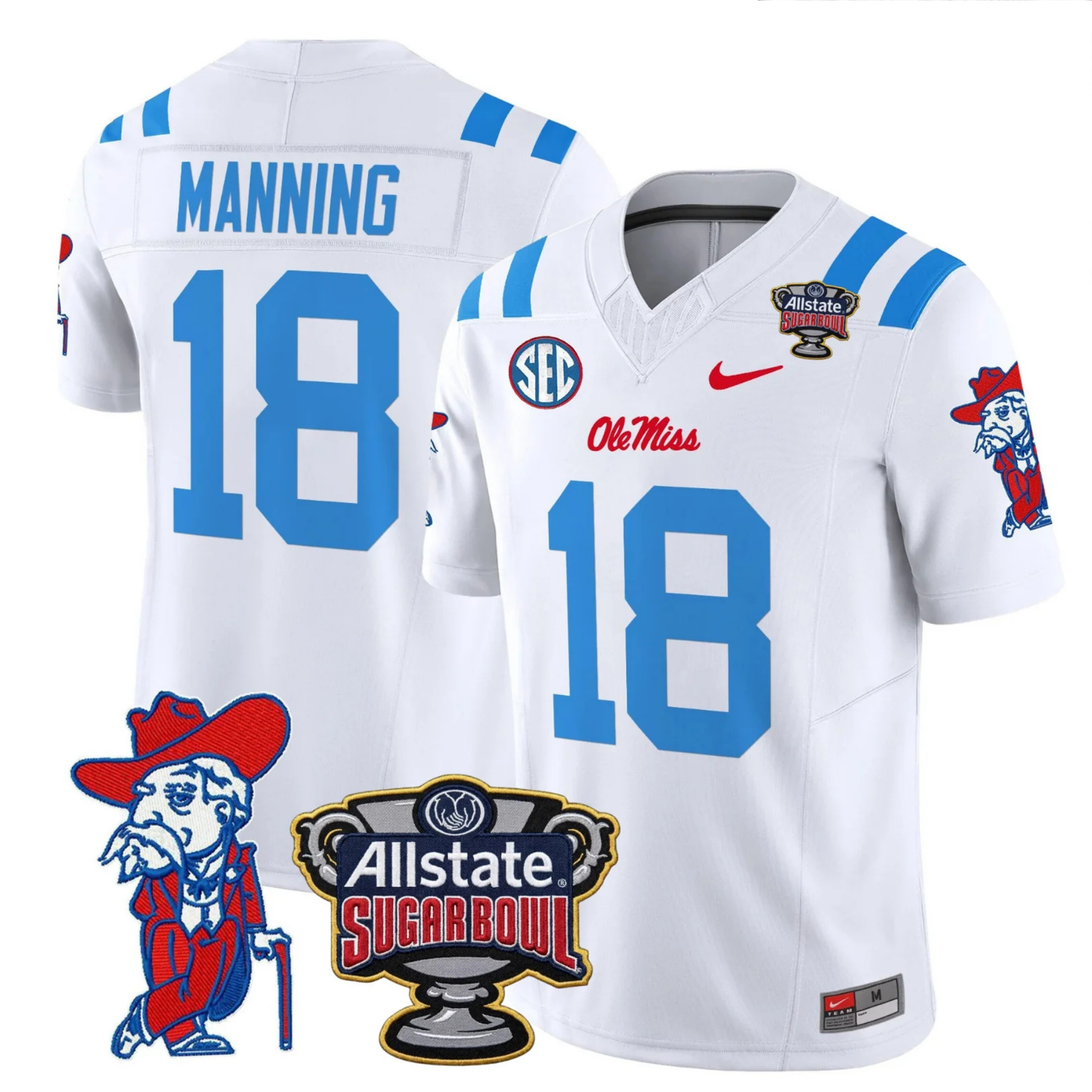 Ole Miss Rebels 2025 Sugar Bowl Patch Vapor Limited Jersey - All Stitched