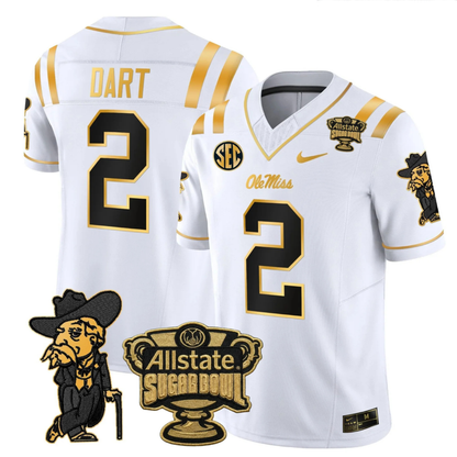 Ole Miss Rebels 2025 Gold Vapor Limited Jersey - Sugar Bowl Patch - All Stitched