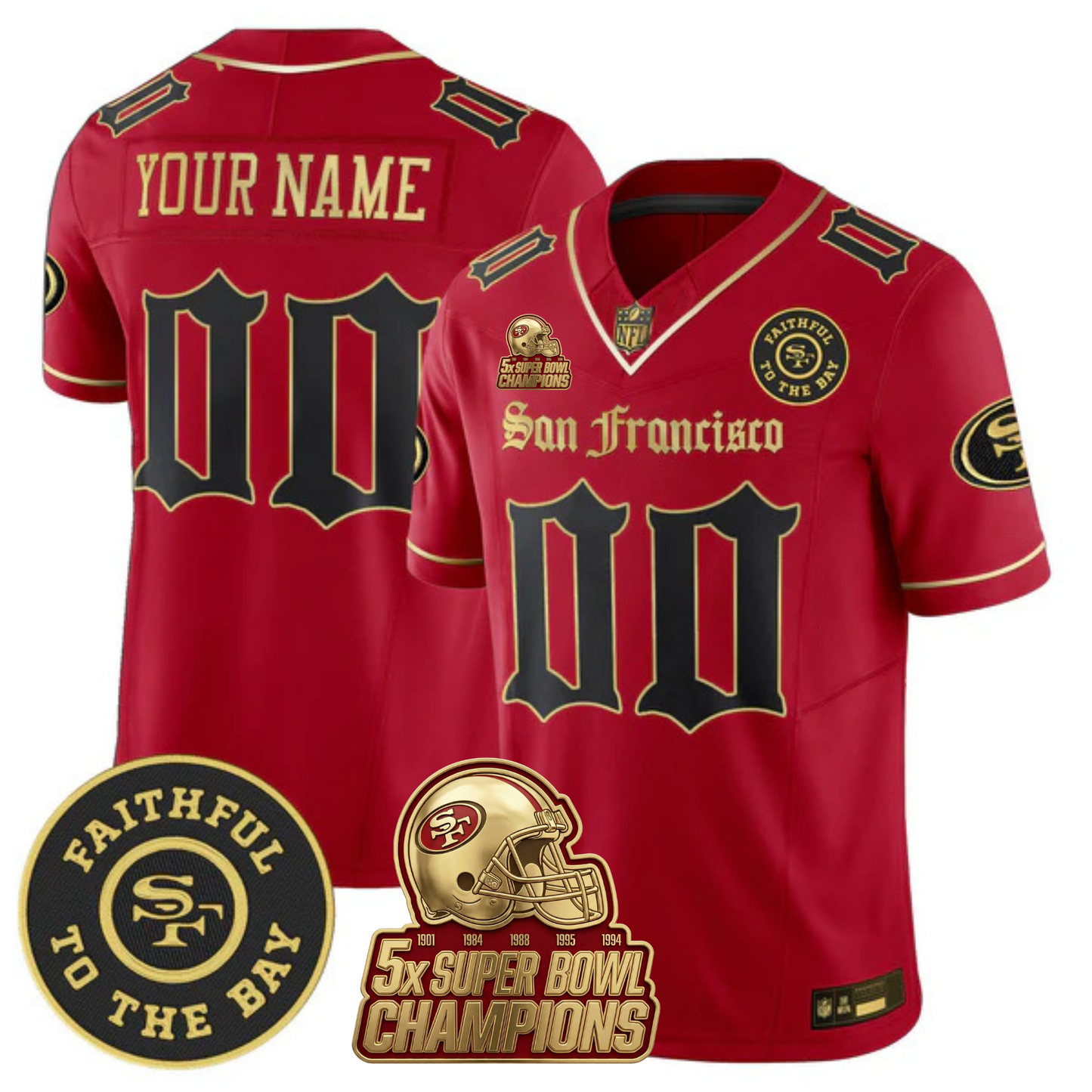 SF 5-Time Champions 'Gothic Edition' Vapor Limited Custom Jersey - All Stitched