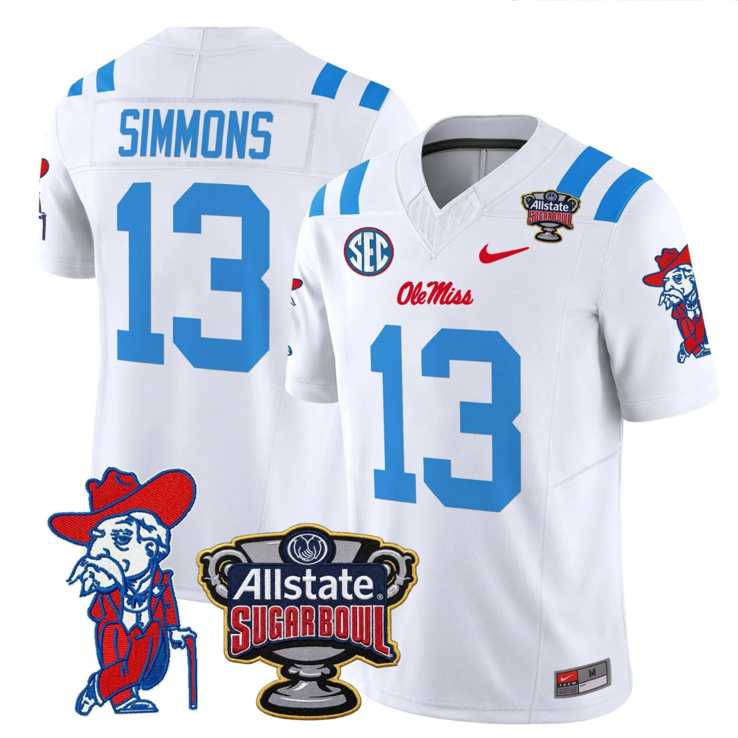 Ole Miss Rebels 2025 Sugar Bowl Patch Vapor Limited Jersey - All Stitched