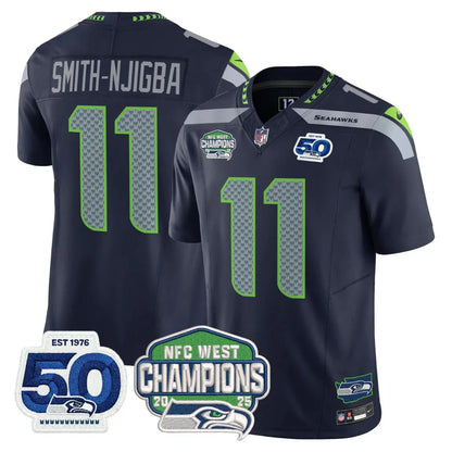 SEA 50th & NFC West Champions Patch Gold Vapor Limited Jersey - All Stitched