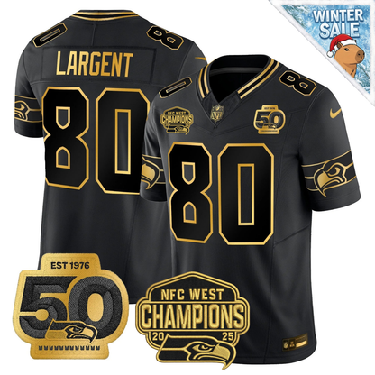 SEA 50th & NFC West Champions Patch Patch Gold Vapor Limited Jersey - Stitched