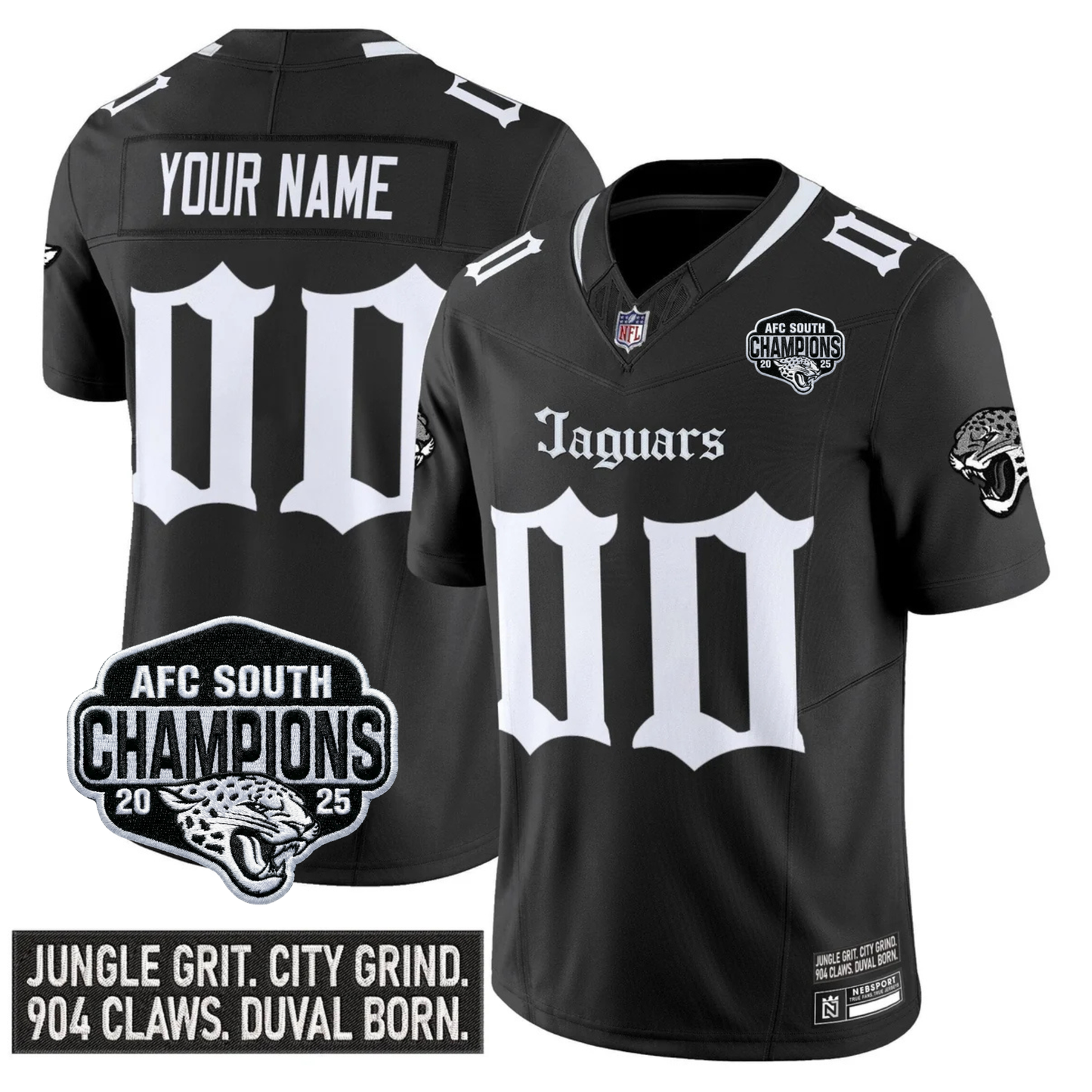 JAX Gothic AFC South Division Champions Vapor Limited Custom Jersey V1 - All Stitched