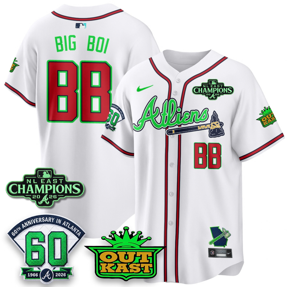 ATL 2026 NL East Champs Atliens Cool Base Galaxy Version Jersey - Stitched