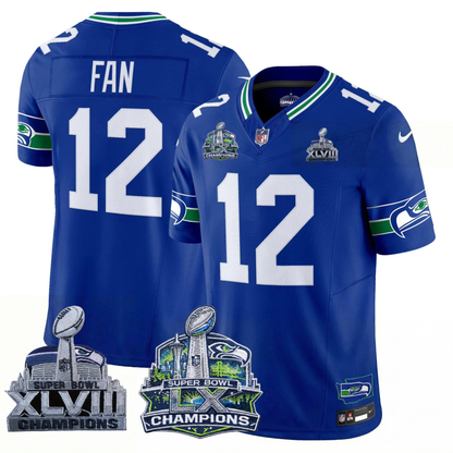 SEA 2x S.Bowl Champions Patch Vapor Limited Jersey - All Stitched