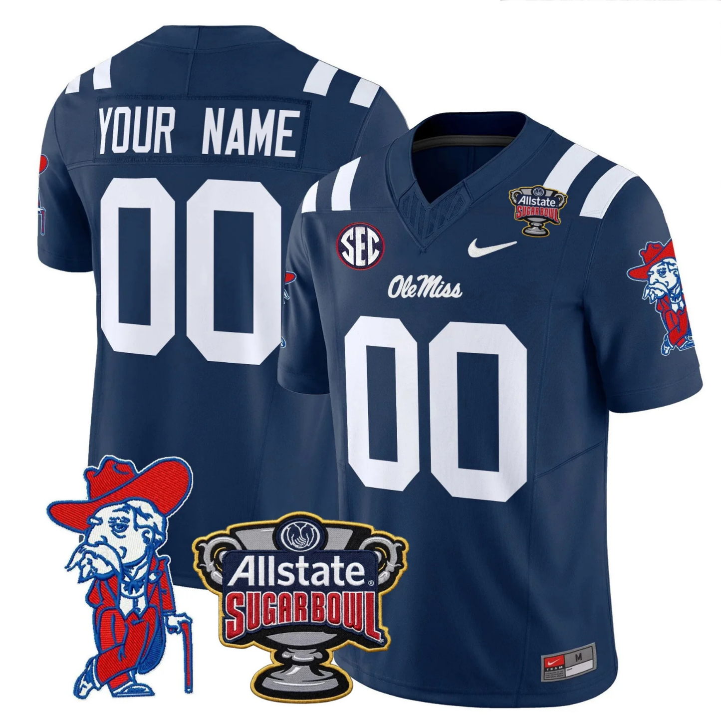 Ole Miss Rebels 2025 Sugar Bowl Patch Vapor Limited Jersey - All Stitched