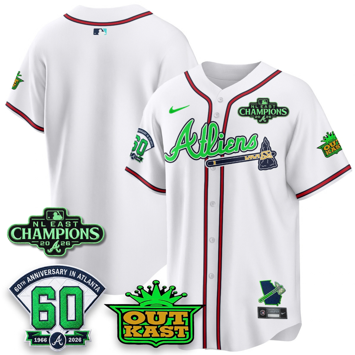ATL 2026 NL East Champs Atliens Cool Base Galaxy Version Jersey - Stitched