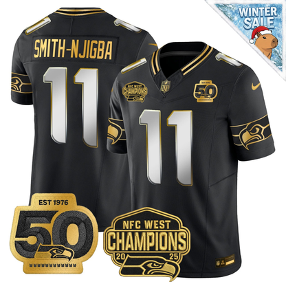 SEA 50th & NFC West Champions Patch Patch Gold Vapor Limited Jersey - Stitched
