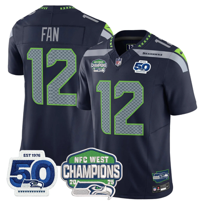 SEA 50th & NFC West Champions Patch Vapor Limited Jersey - All Stitched