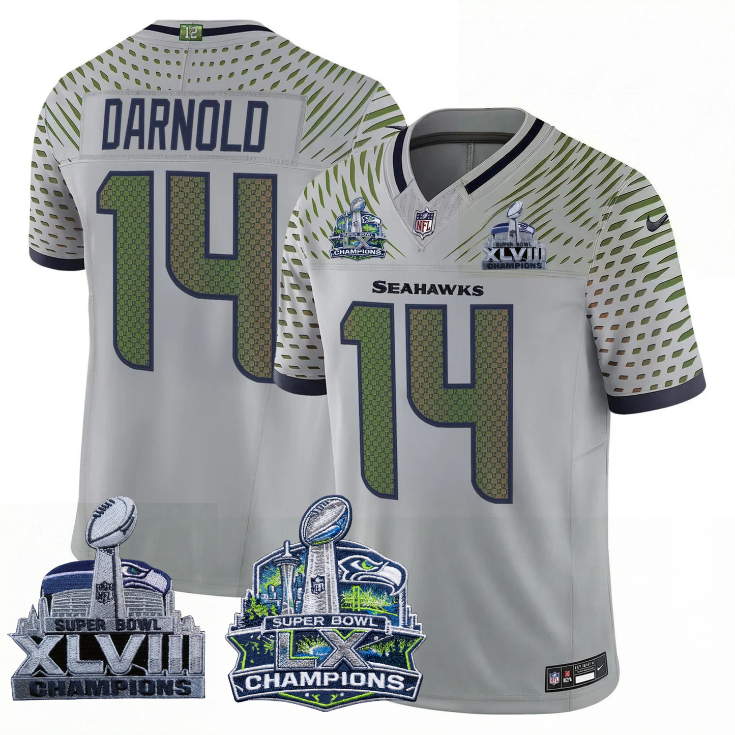 SEA 2x S.Bowl Champions Patch Vapor Limited Jersey - All Stitched